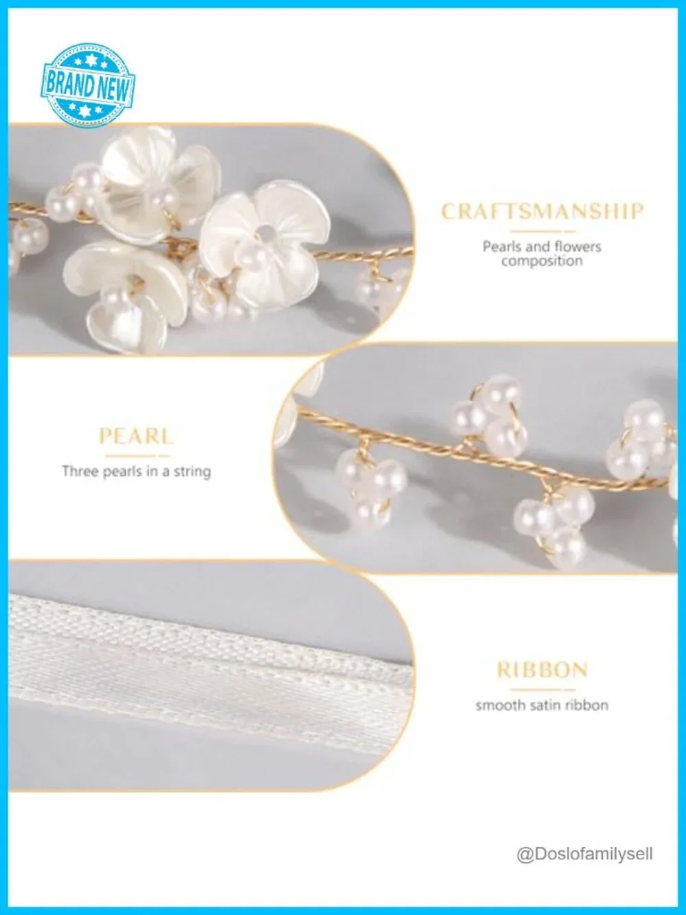 Handmade Pearl Orchids Headband Wedding Hair Accessory Lightweight Adjustable